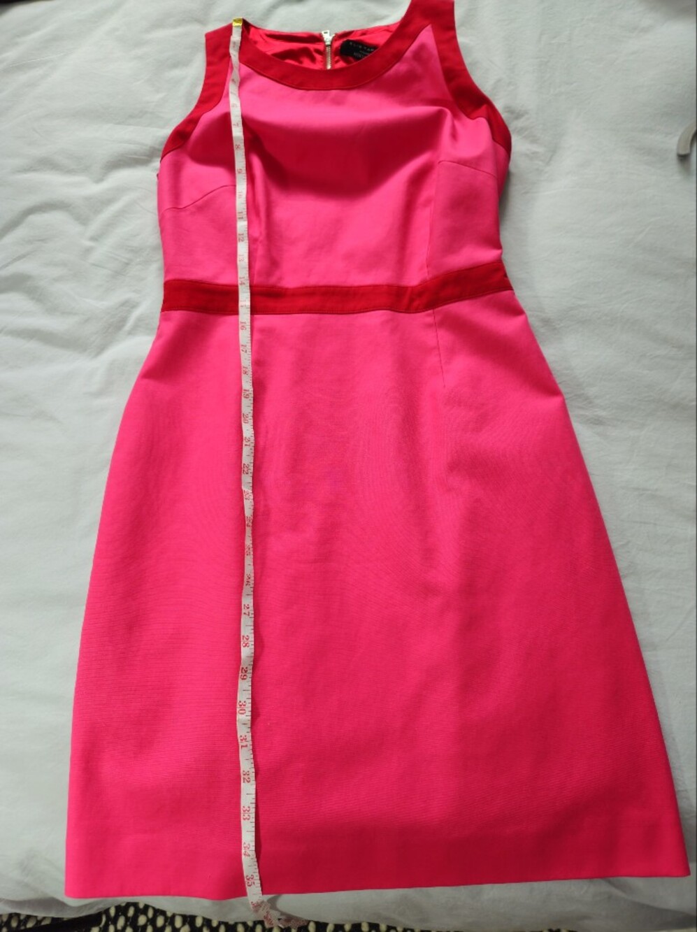 Elie Tahari × Nordstrom Hot Pink Sleeveless Sheath Dress with Red Accents sz 4 - Picture 4 of 6